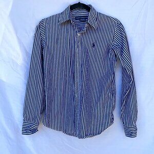 Ralph Lauren Blue and white striped shirt with pleated back size 4